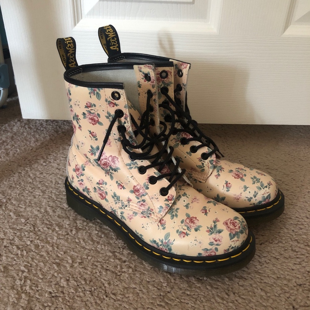 Doc Martens pink floral boots